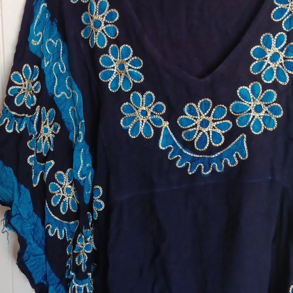 Blue boho flowy one size top - Picture 2 of 5
